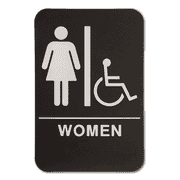 Black Handicap ADA Braille Women's Restroom Sign