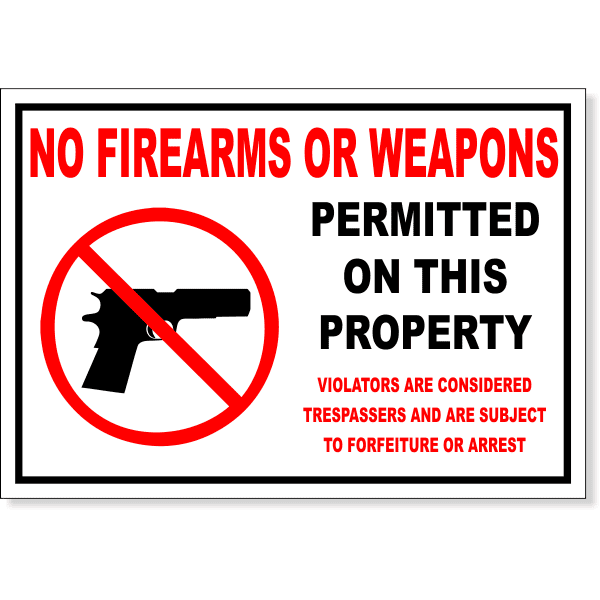 7" x 10" No Firearms Permitted Decal