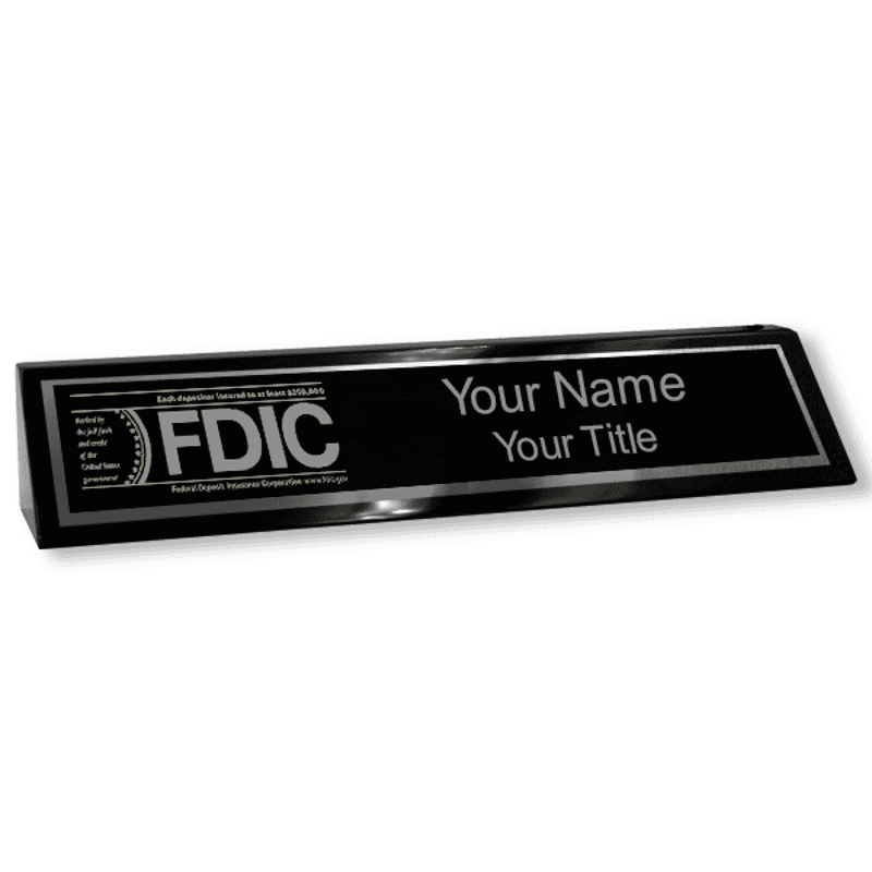 FDIC Wood Desk Name Block
