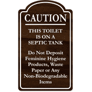 Caution This Toilet Is On A Septic Tank Engraved Plastic Sign | 10" x 6"