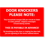 Funny Door Knockers Please Note 4" x 6" Engraved Sign