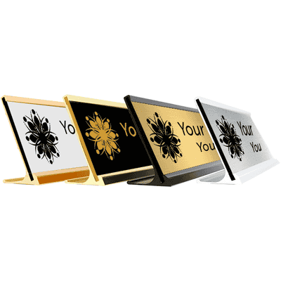 2" x 8" Engraved Desk Plate with Holder - alternate view