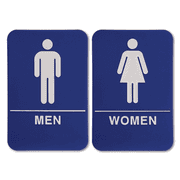 Blue 9" x 6" ADA Braille Men's & Women's Restroom Sign Set