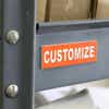 1x3 small engraved plastic sign with "customize" written on it