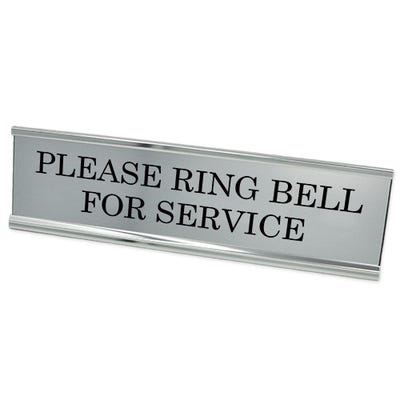Please Ring Bell for Service Desk Plate | 2" x 8"