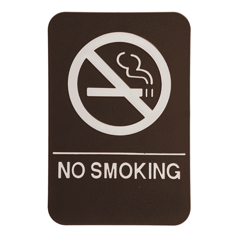 Brown No Smoking Sign w/ Braille