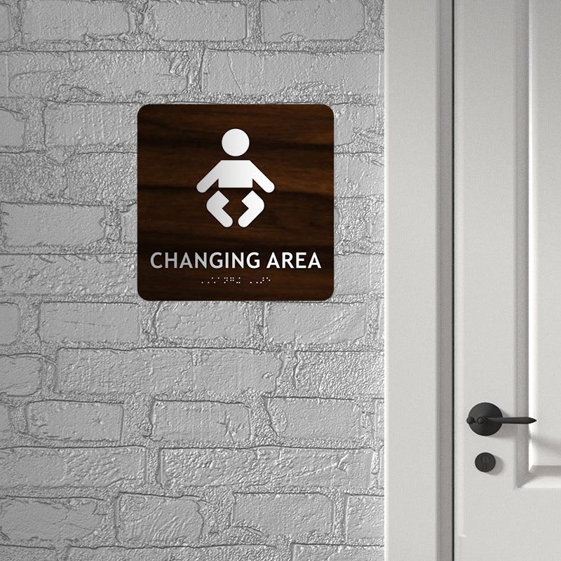 Brown Square ADA Sign For A Baby Changing Station