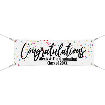 Personalized Confetti 2" x 6" Graduation Banner  - alternate view