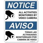 Bilingual Notice Activities Monitored 10" x 8" Full Color Sign 