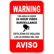 Bilingual Warning Surveillance 18" x 12" Aluminum Sign 