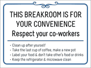 Breakroom Rules Plastic Sign