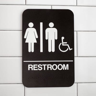 Brown Unisex Handicap 9" x 6" ADA Braille Restroom Sign - alternate view