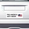 Pro America Anti-Biden bumper sticker on the bumper of a white car
