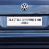 Electile Dysfunction Political Bumper Sticker on a gray car