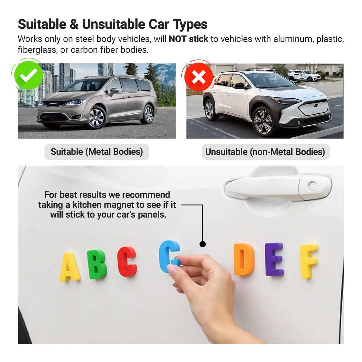 There are 4 size options for car magnets, and they come in sets of 2 so they can be displayed on both sides of a car or truck