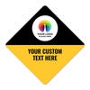 Custom diamond sign with split design and a logo