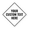 Custom white diamond aluminum sign with three lines of text