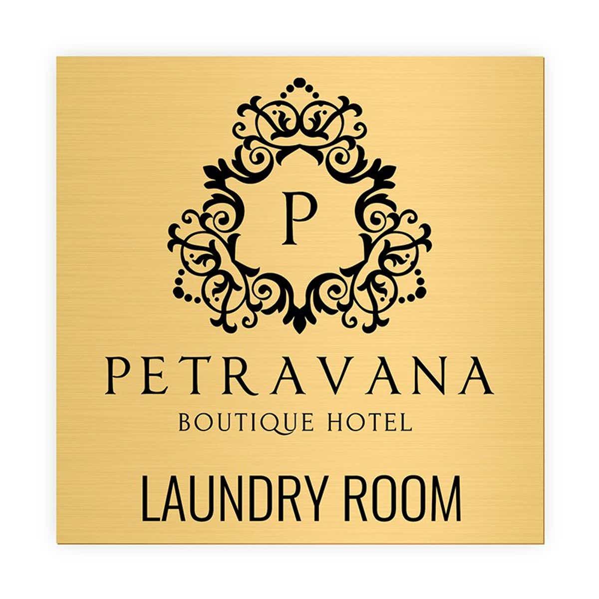 Hotel Example of the Pick Your Size Custom Horizontal Engraved Brass Sign