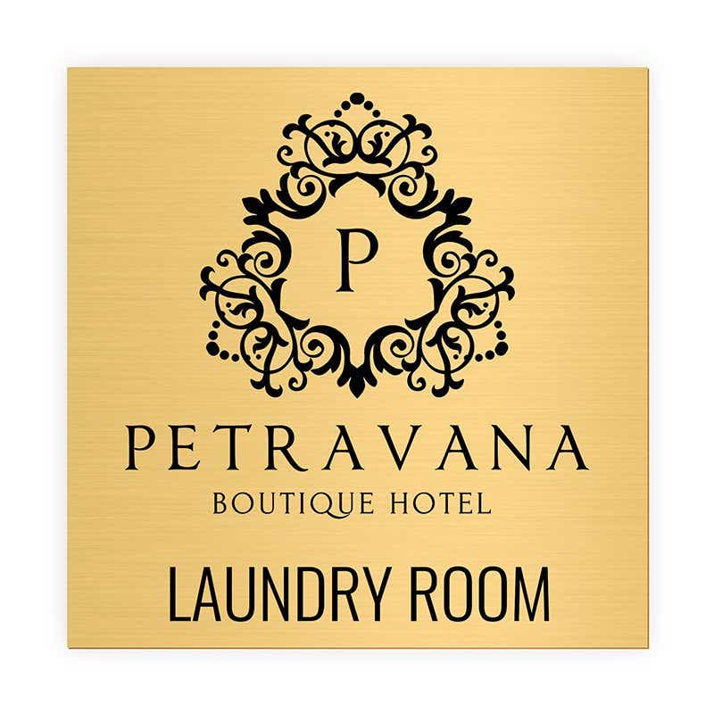 Hotel Example of the Pick Your Size Custom Horizontal Engraved Brass Sign