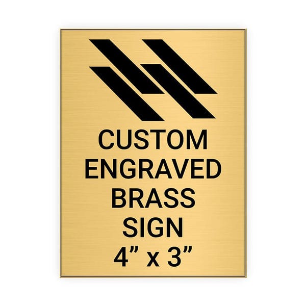 Vertical Engraved 4" x 3" Heavy Brass Signs