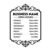 Business Hour Window Decal with Decorative Border
