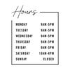 Business Hours Custom Decal - Modern Design 11 inches by 14 inches