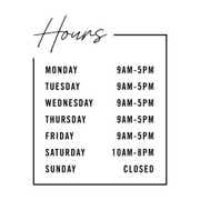 Business Hours Custom Decal - Modern Design
