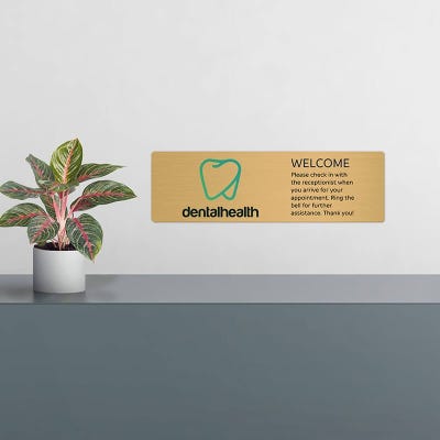 Horizontal Full Color 6" x 20" Brass Signs  - alternate view