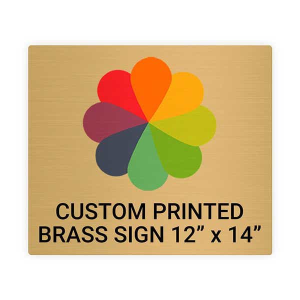 Horizontal Full Color 12" x 14" Brass Signs 