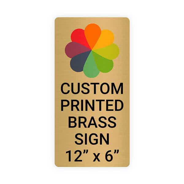 Vertical Full Color 12" x 6" Brass Signs 