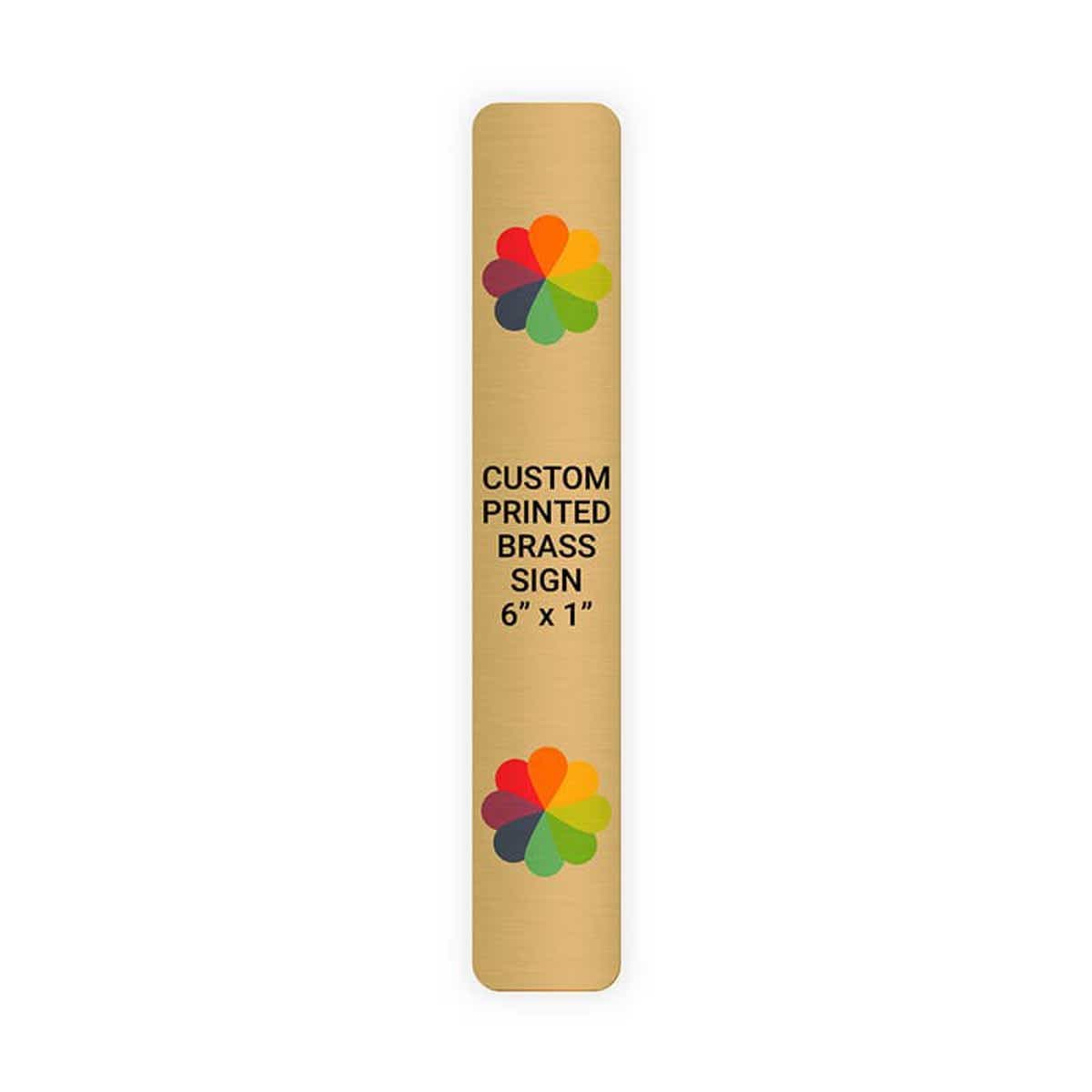 Vertical Full Color Brass Signs 6" x 1"