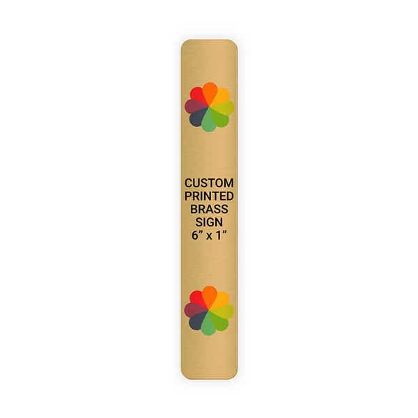 Vertical Full Color 6" x 1" Brass Signs 