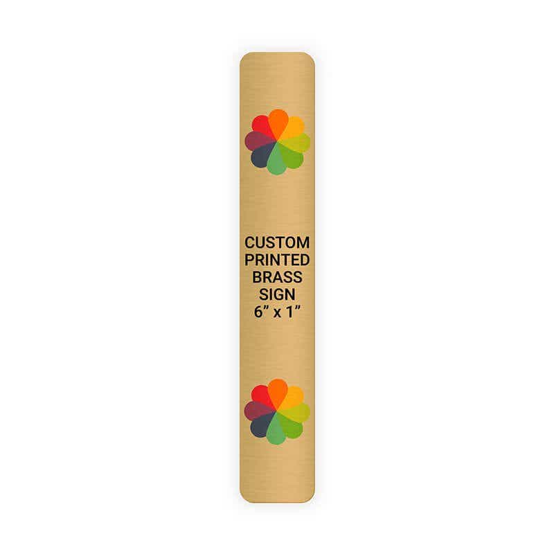 Vertical Full Color Brass Signs 6" x 1"