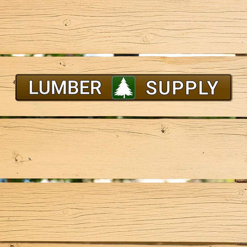 1" x 8" custom plastic sign for a lumber company