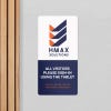 12" x 6" custom plastic sign displayed for a front desk
