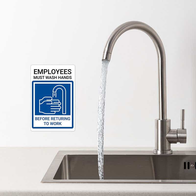 6" x 4" Custom Printed Sign for Employee Handwashing Station