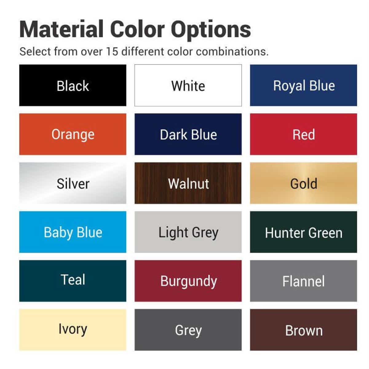 The most popular color combinations for ADA signs