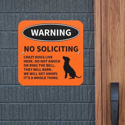 No Soliciting Dog Warning Sign - alternate view