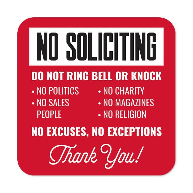Red No Soliciting Sign | Do Not Ring Bell or Knock | Custom Signs