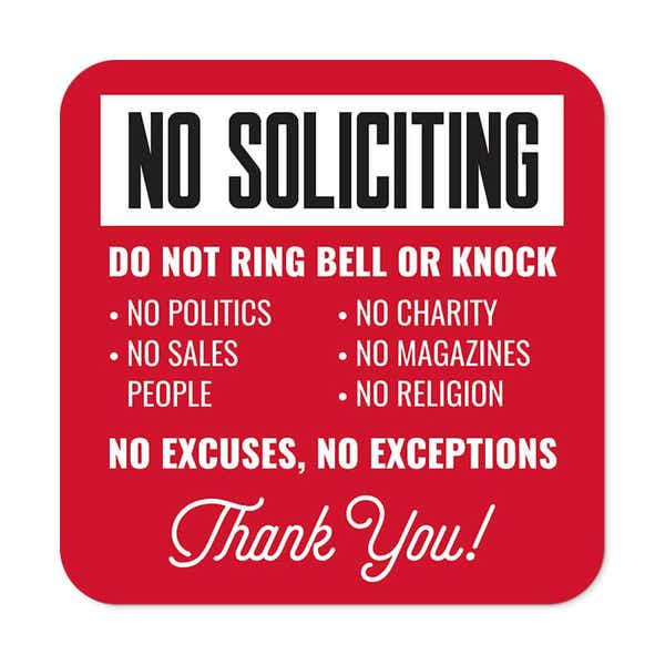 Red No Soliciting Sign | Do Not Ring Bell or Knock