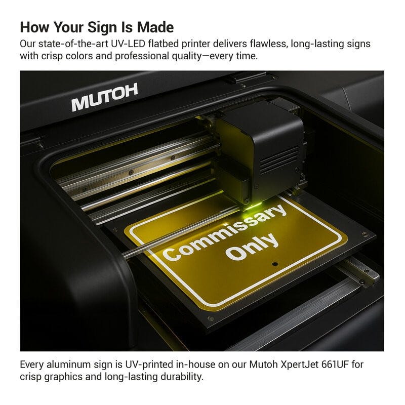 UV LED printer customizing an aluminum sign