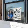 Clap, Honk, Wave Graduation Yard Sign in a Window