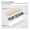 How the transfer paper, vinyl cutout, and backing tape interact for a vinyl decal
