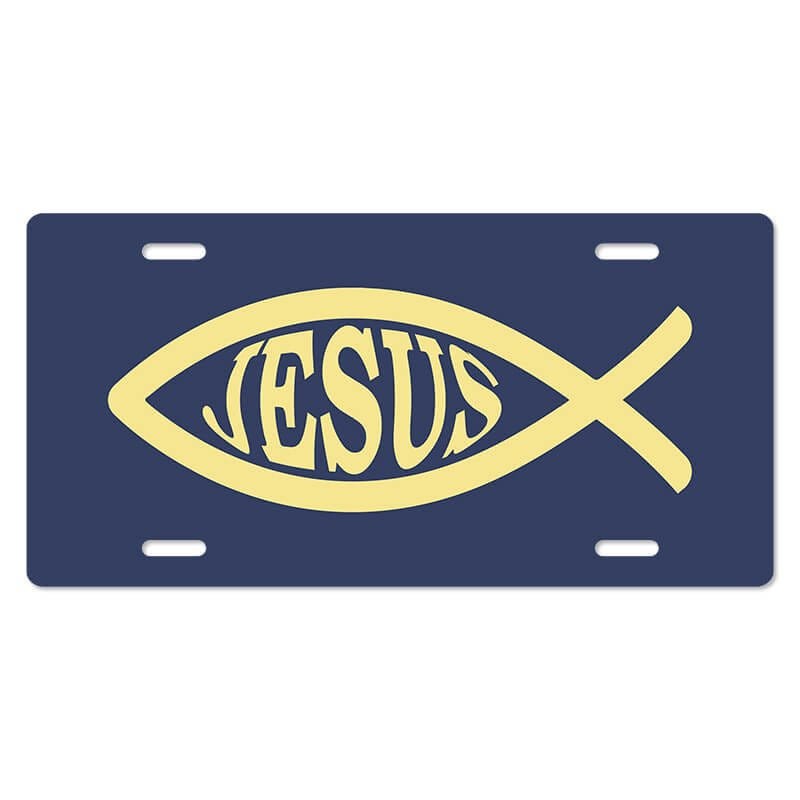 Jesus Fish Ichthys Symbol - Religious Front License Plate