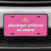 A close up of the Passenger Princess front license plate on a white car
