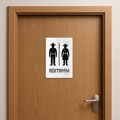Funny Bathroom Sign Cute Cowboy Restroom - alternate view