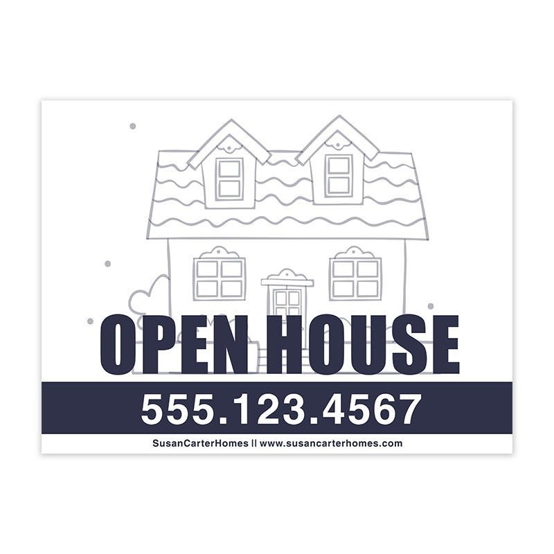 Open House Real Estate Yard Sign with Phone Number