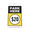 A $20 park here A-frame sign