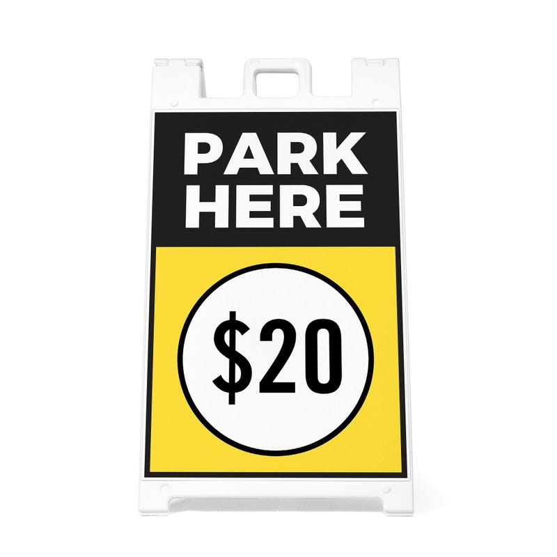 A $20 park here A-frame sign