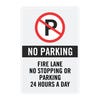 A-frame insert parking sign example with custom text for a fire lane